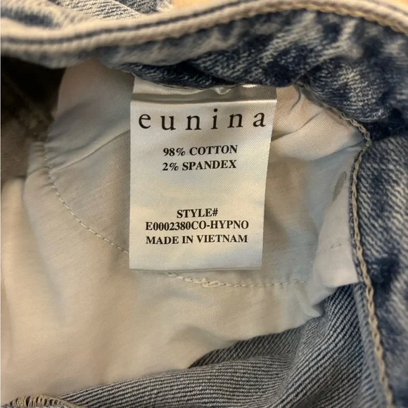 Eunina Blue Jean Shorts Distressed Frayed Hem - Picture 3 of 8